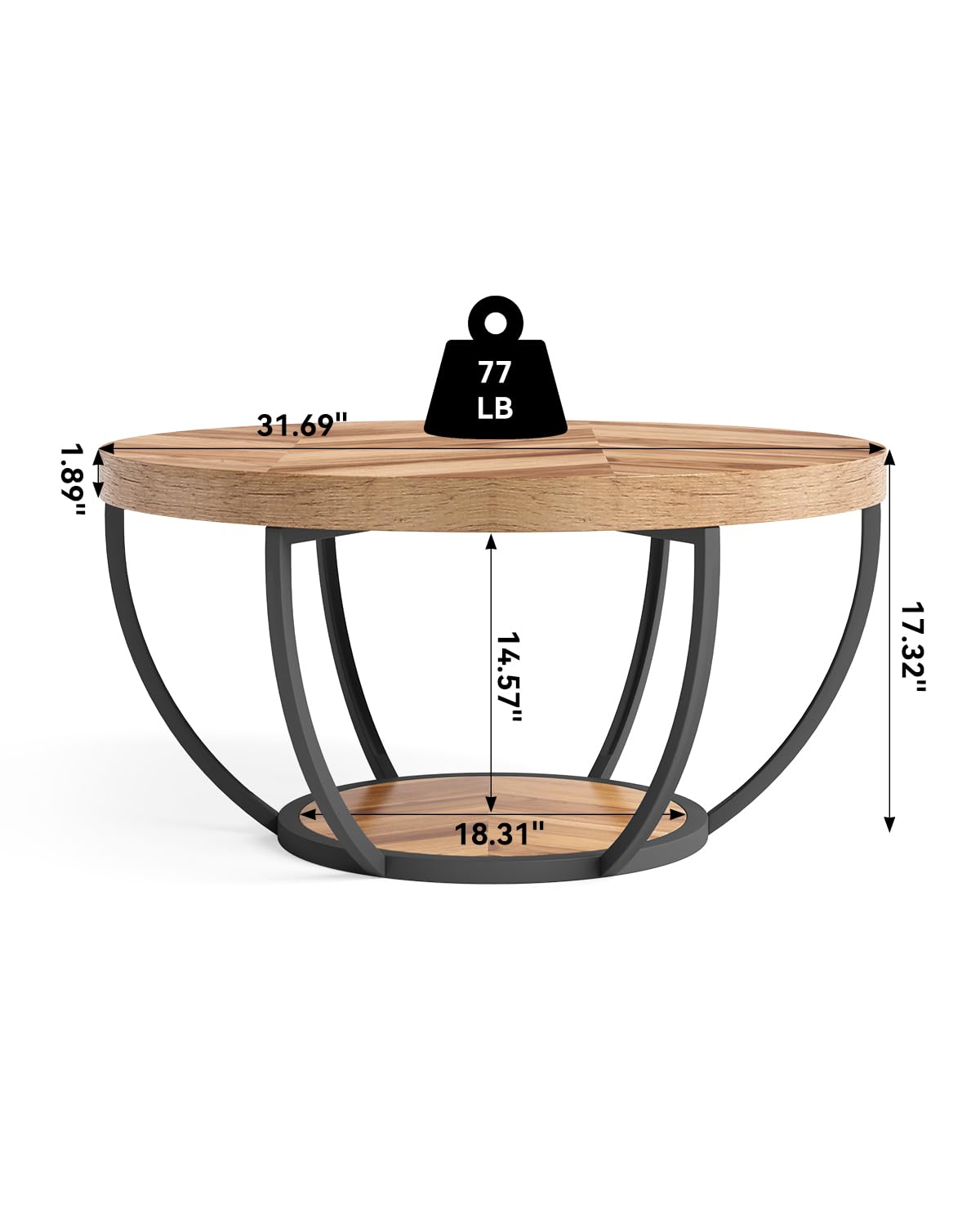 Wood Grain and Black Coffee Table
