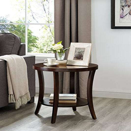 Round End Table with Shelf