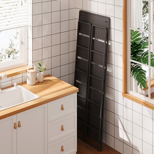 Black 5 Tiers Folding Bookshelf Storage Shelves