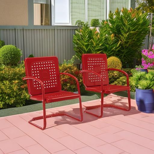 2-Piece Outdoor Chair Set - Retro Metal Patio Chairs