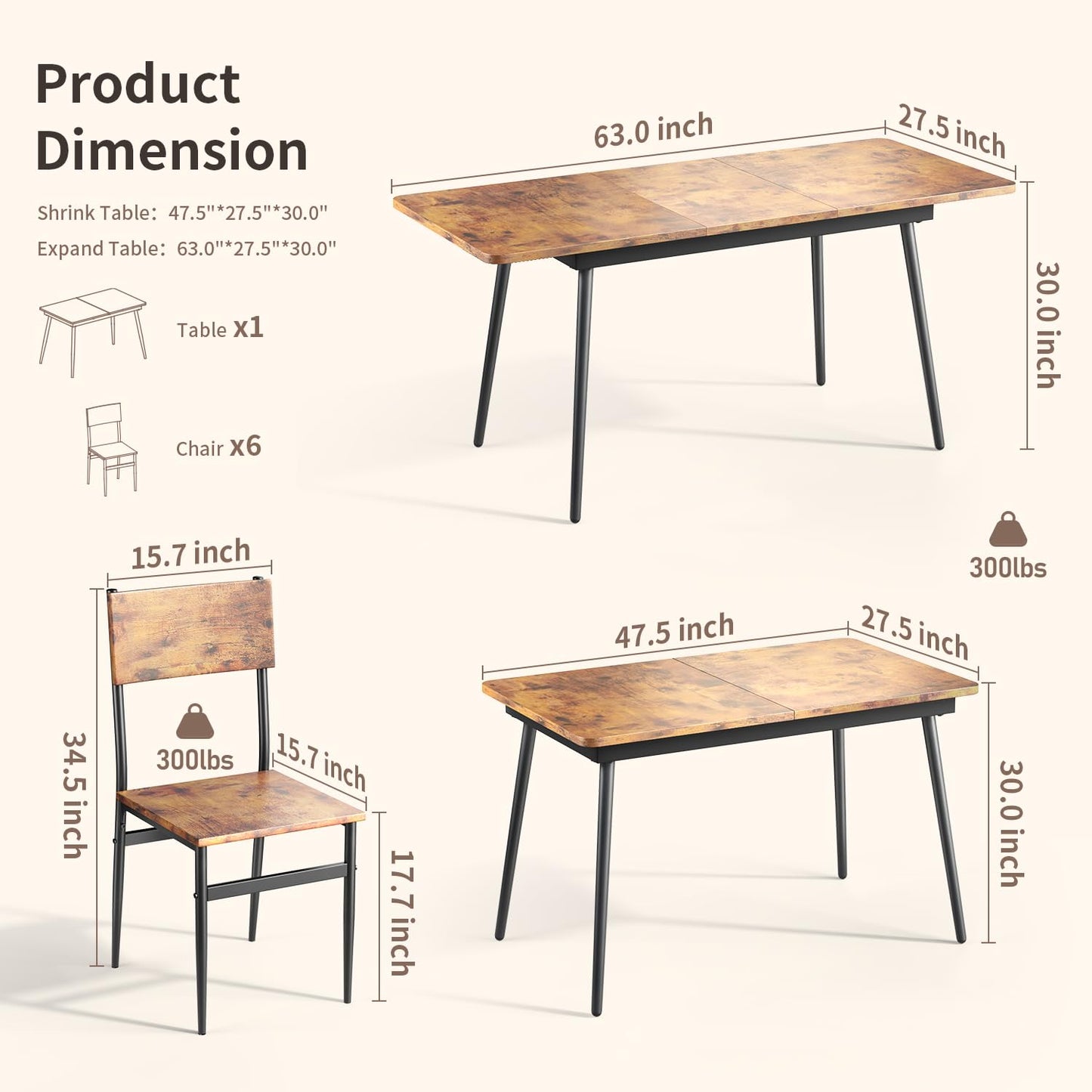 Extendable Dining Table Set