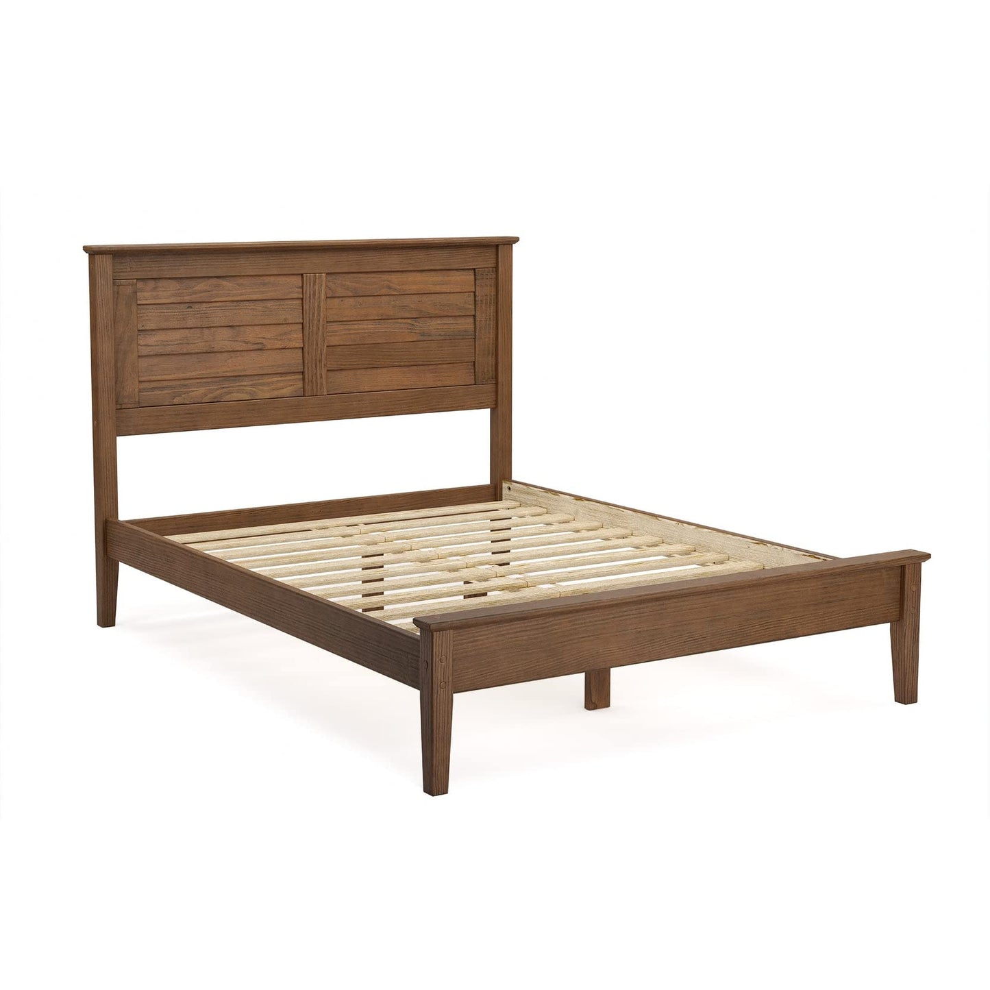Solid Wood Platform Bed, Brushed Walnut