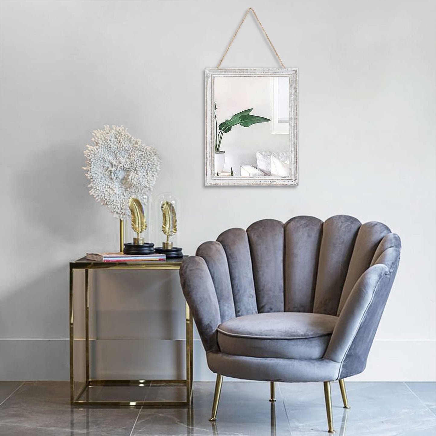 Wall Mirror with Rustic Wood Frame