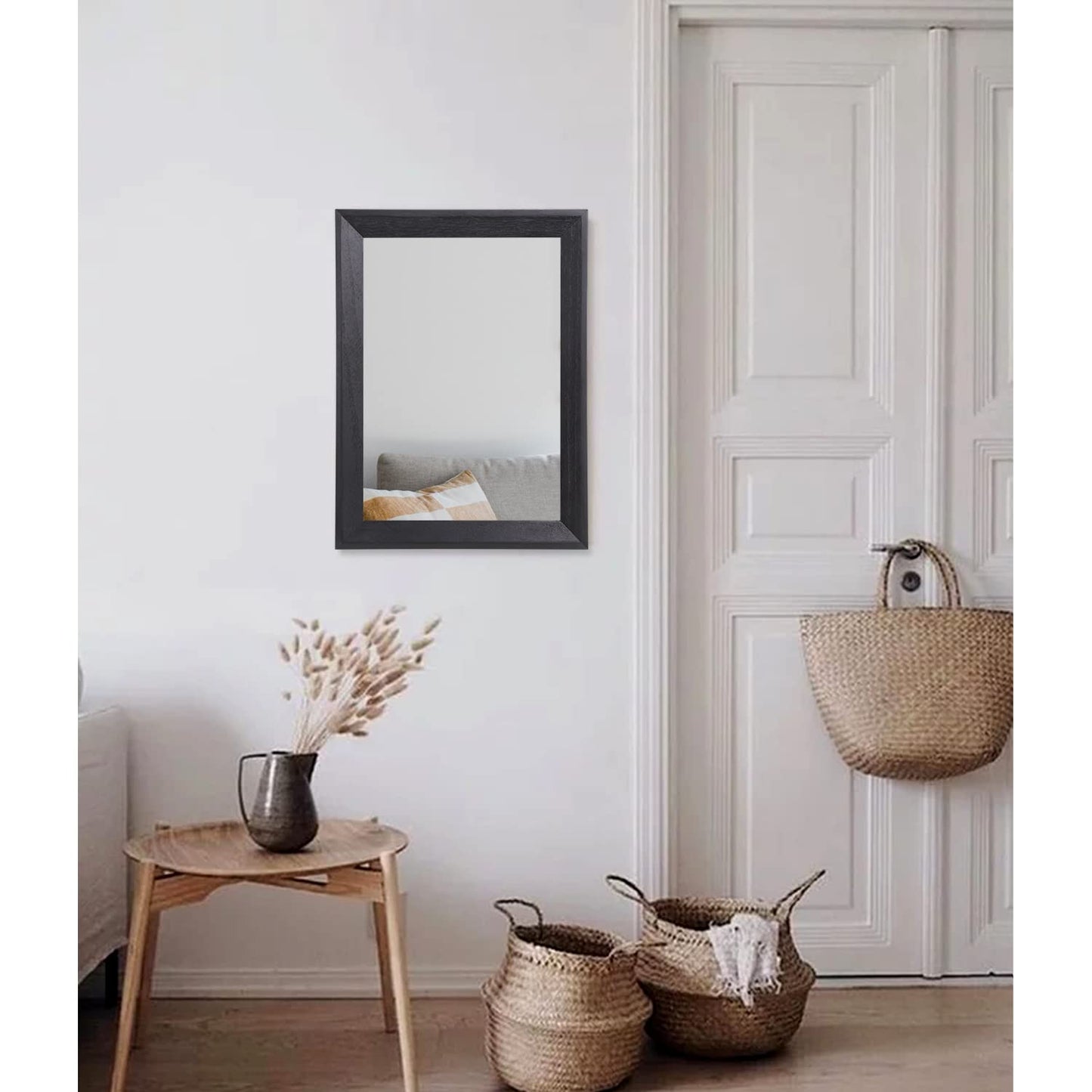 Black Rectangle Mirrors for Wall with Wood Frame