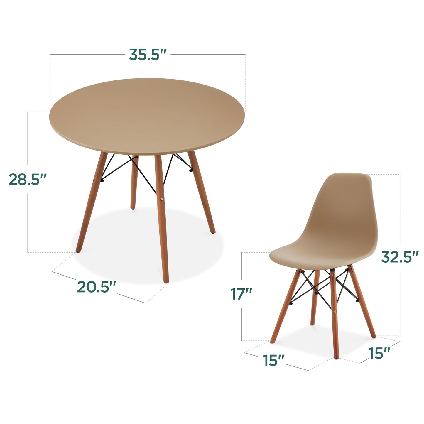Beige/Walnut Dining Set