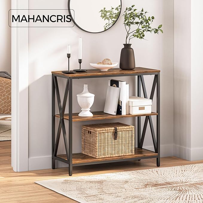 Industrial 3-Tier Narrow Console Table