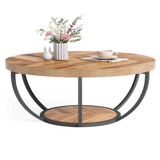 Wood Grain and Black Coffee Table