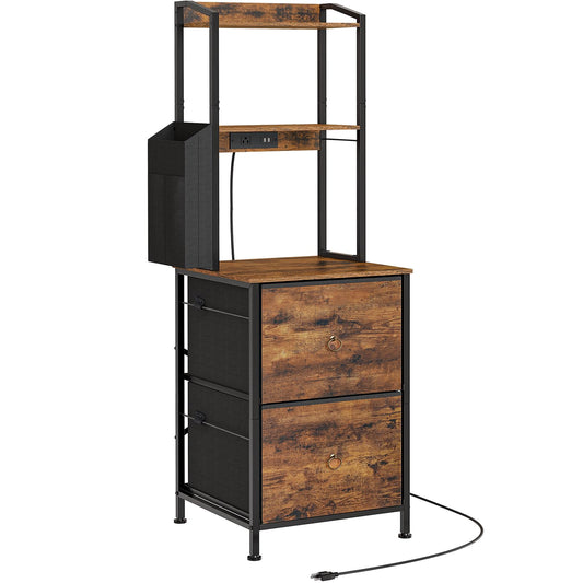 2-Drawer File Cabinet, Filing Cabinet with Charging Station