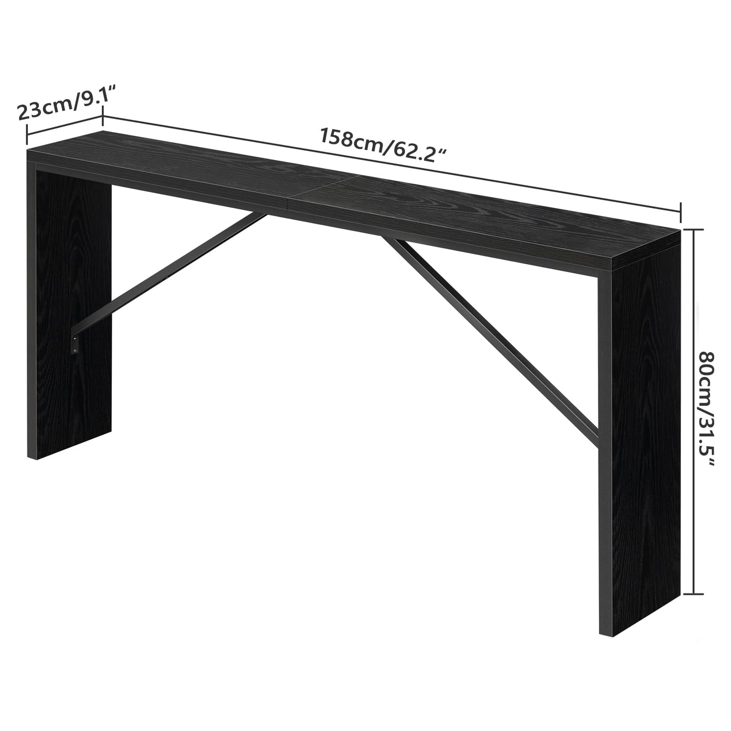 62.2" Long Sofa Console Table Behind Couch