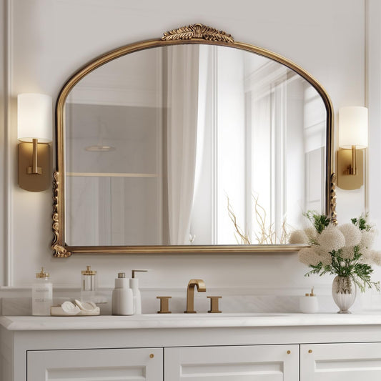 Vintage Wall Mirror, Antique Wide Mirror Decor