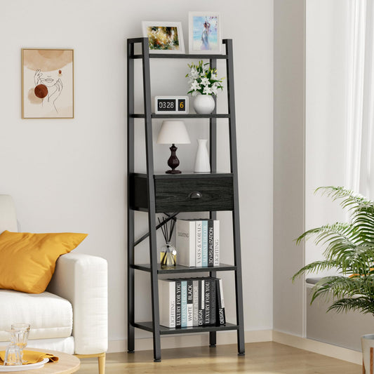 Black 5 Tier Bookshelf