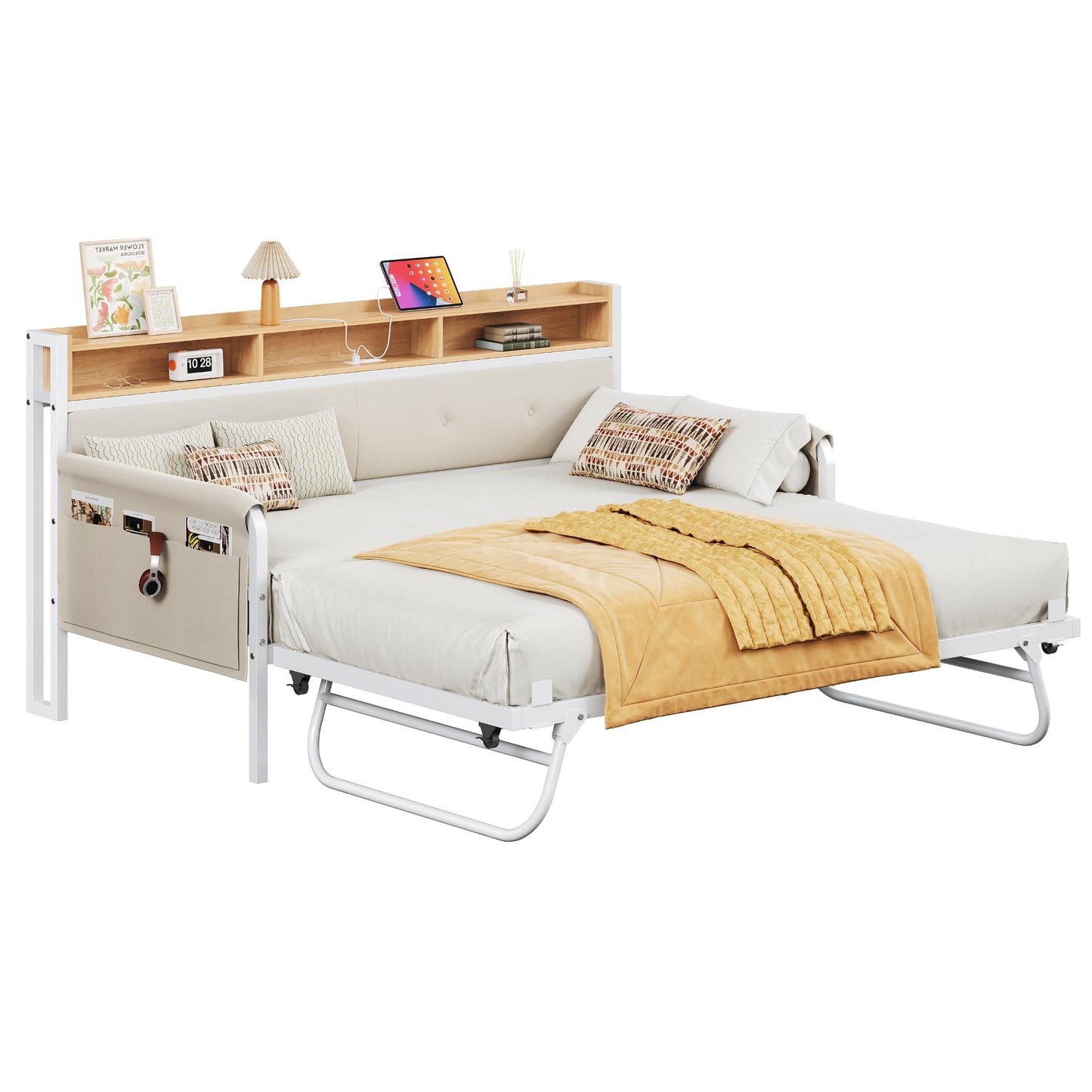 Twin Bed Frame with Charging Station