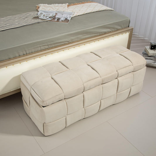 Velvet Storage Ottoman Bench