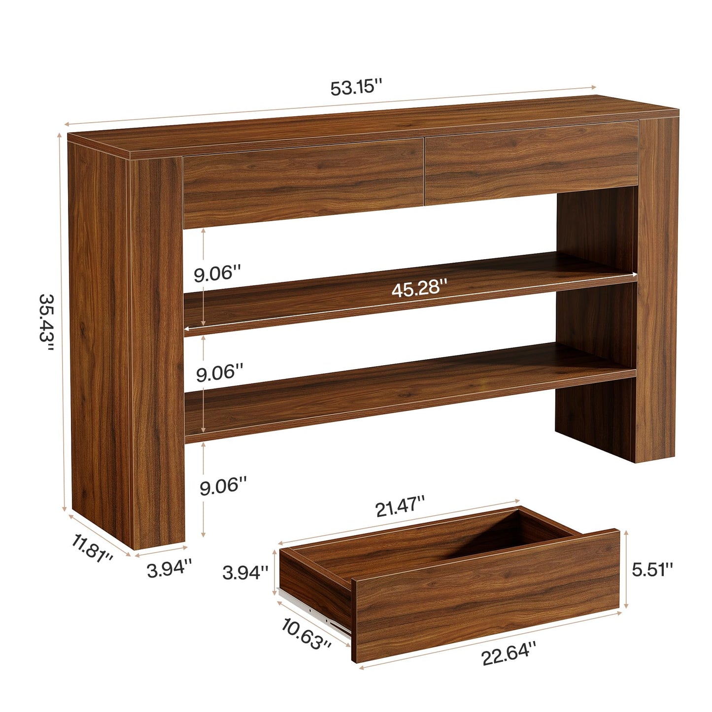 53.15-Inch Console Table with 2 Drawers