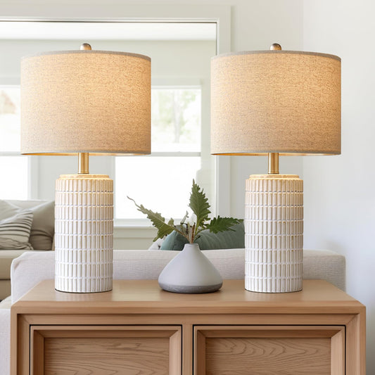 Table Lamp Set of 2 for Living Room White Desk Lamps for Bedroom