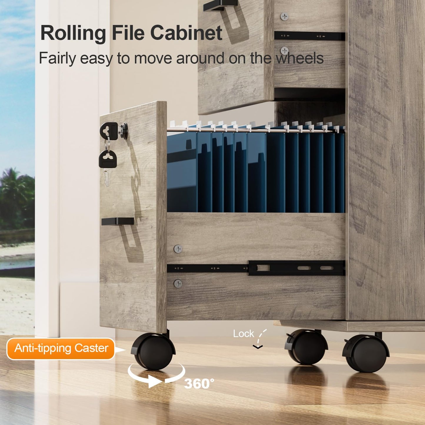 2 Drawer File Cabinet with Lock