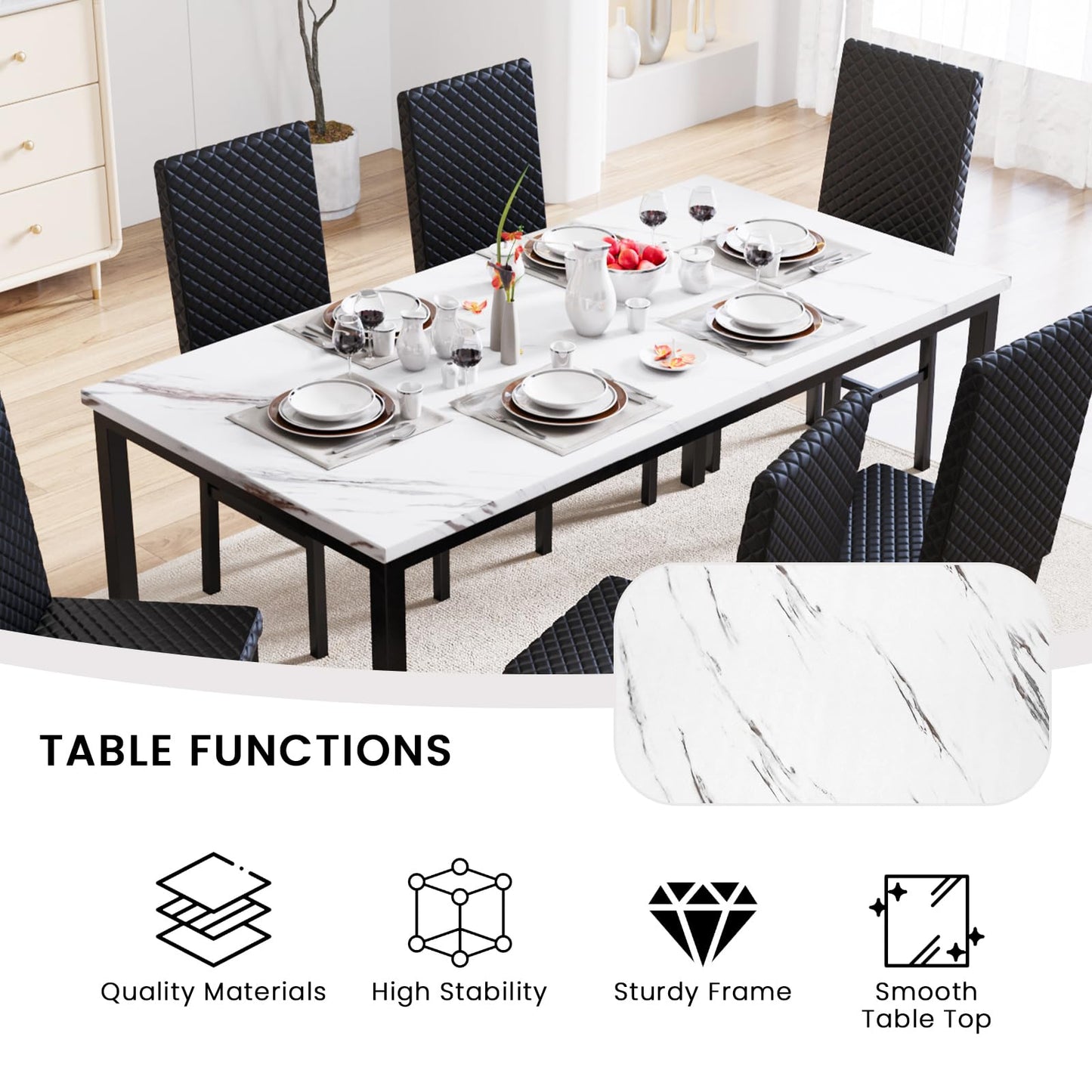 White & Black Dining Table