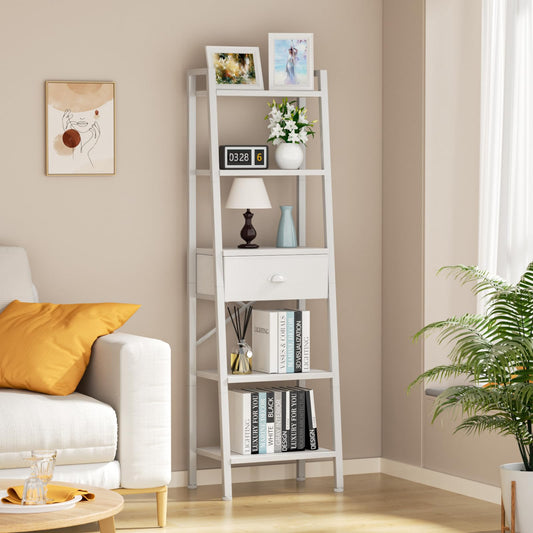 White 5 Tier Bookshelf