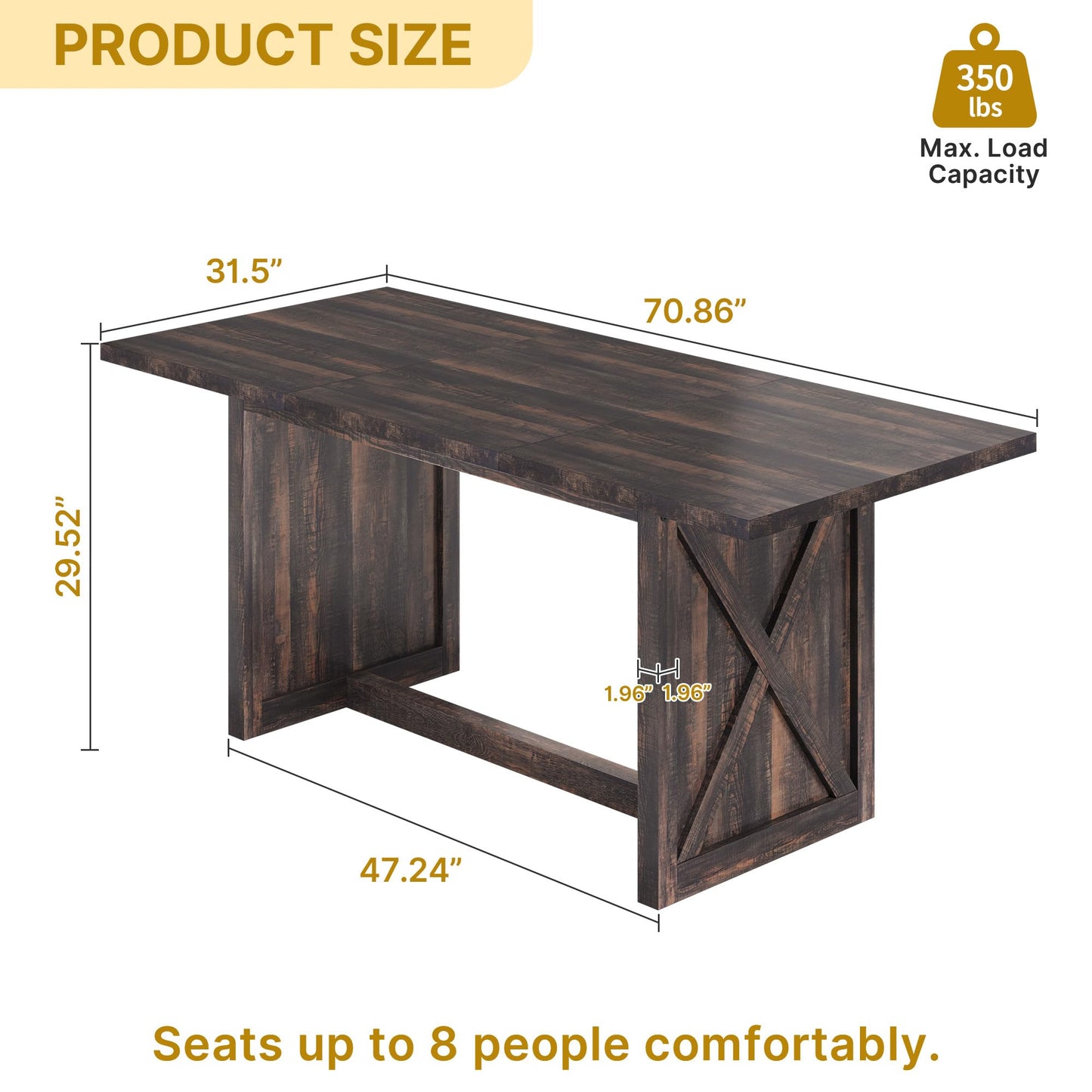 Grey Large Farmhouse Dining Table