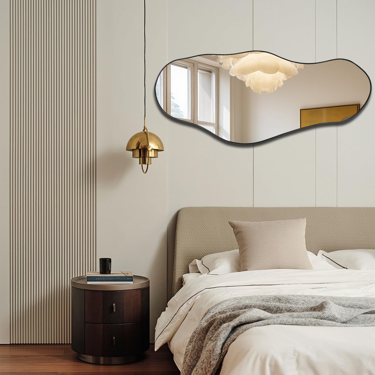 47.2"x21.4" Asymmetrical Oblong Mirror, Cloud Shaped Mirror