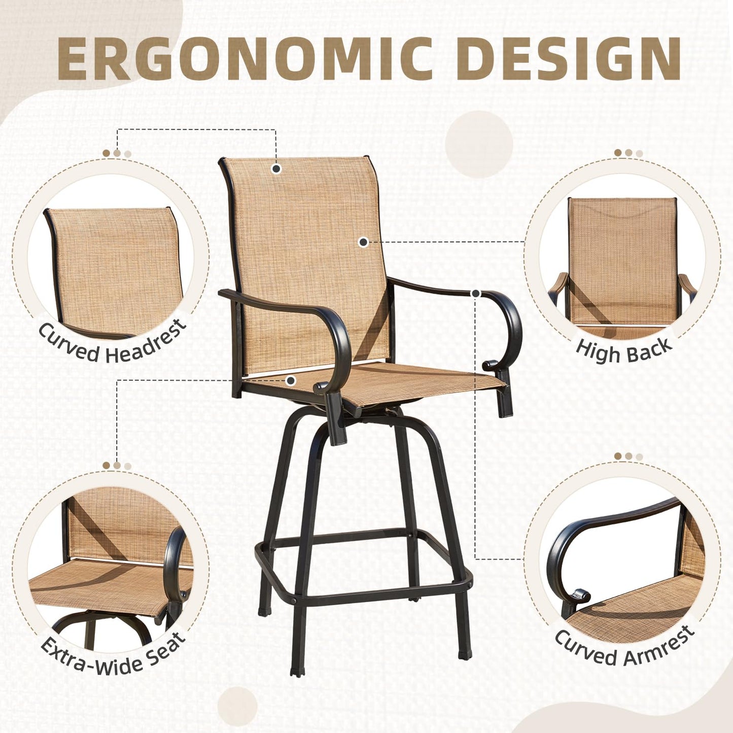 Modern Outdoor Bar Stools - Set of 2