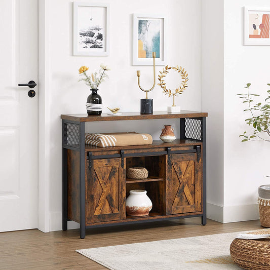 Storage Cabinet, Sideboard with 2 Sliding Barn Doors