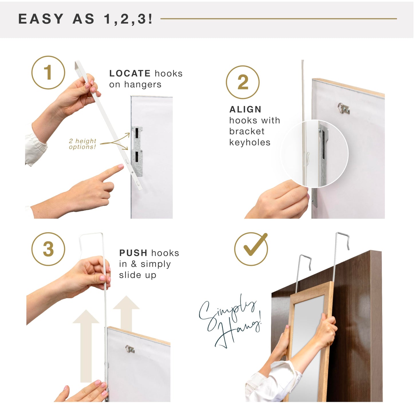 Over The Door Mirror, Full Length Hanging Mirror for Bedroom and Bathroom Doors