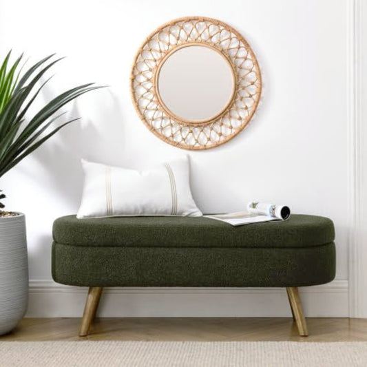 Fleece Storage Ottoman Bench with Safety Hinge