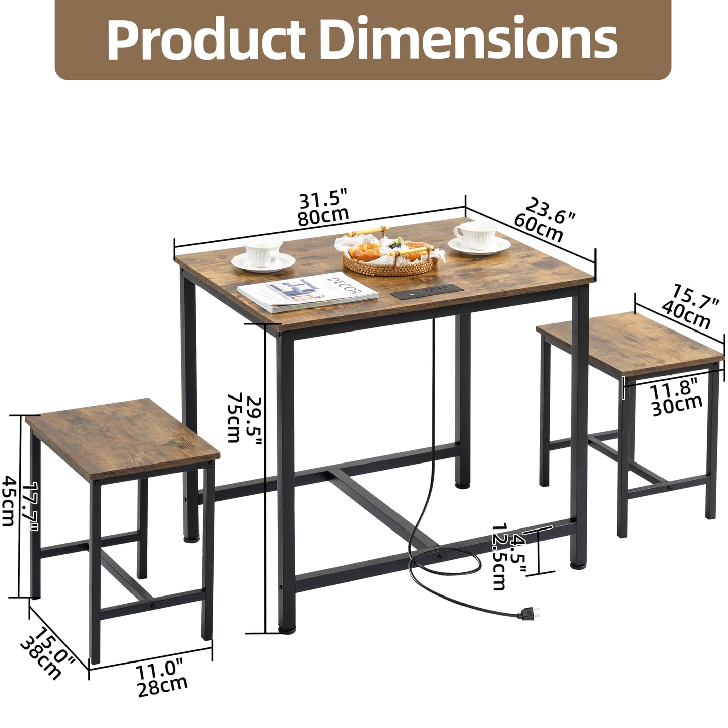 Dining Table with LED Lights