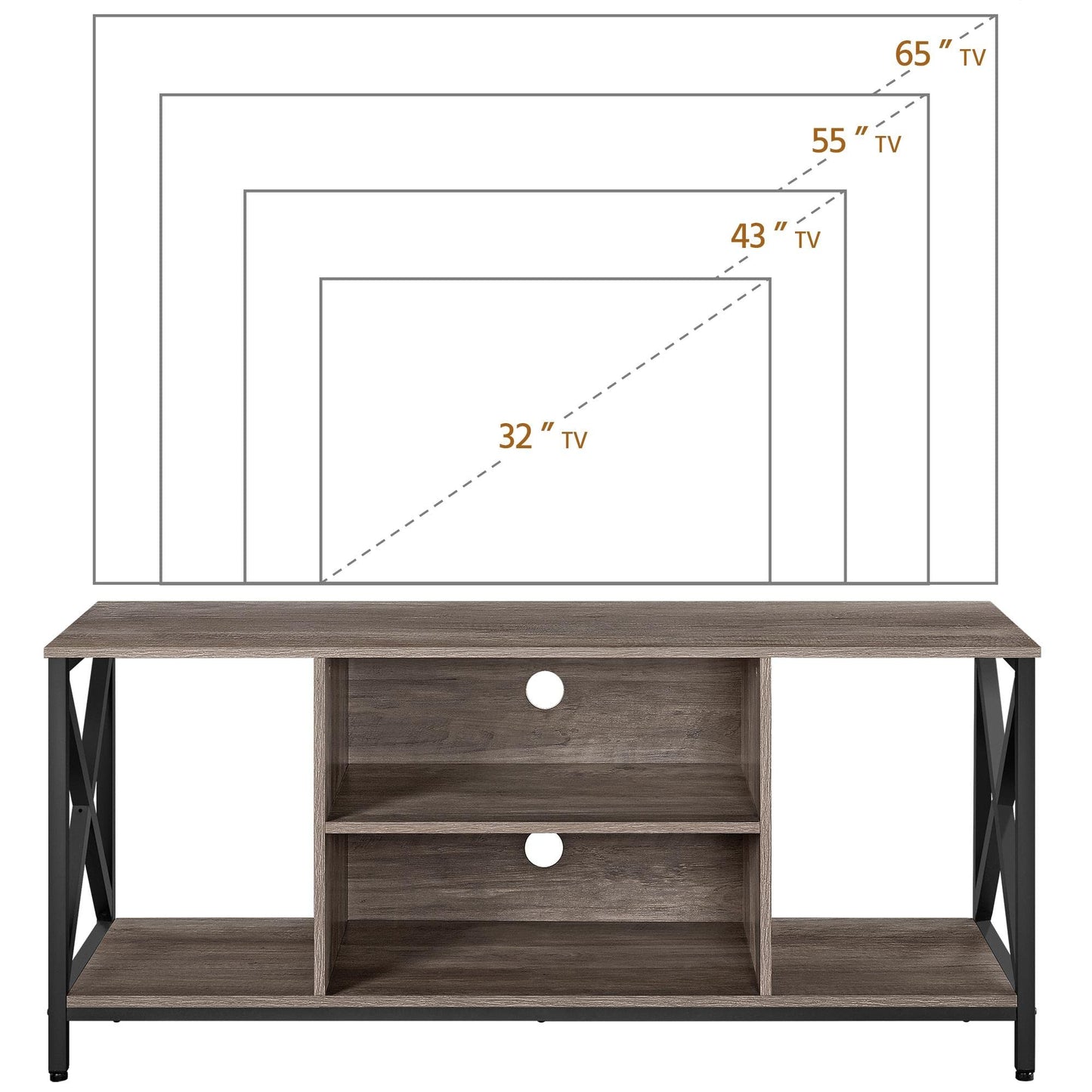 Taupe Wood 65 Inch TV Stand