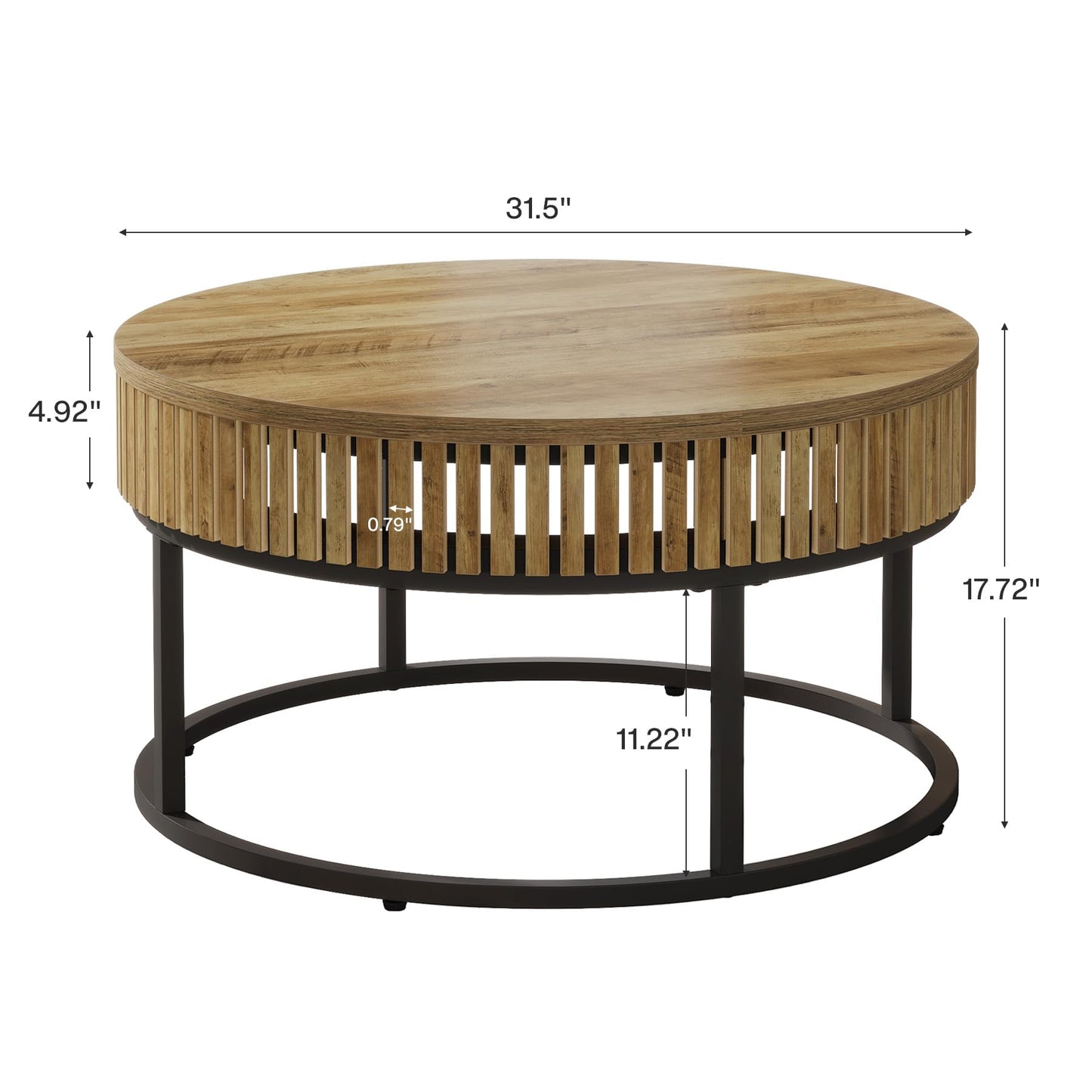 31.5" Circle Cocktail Center Table for Living Room