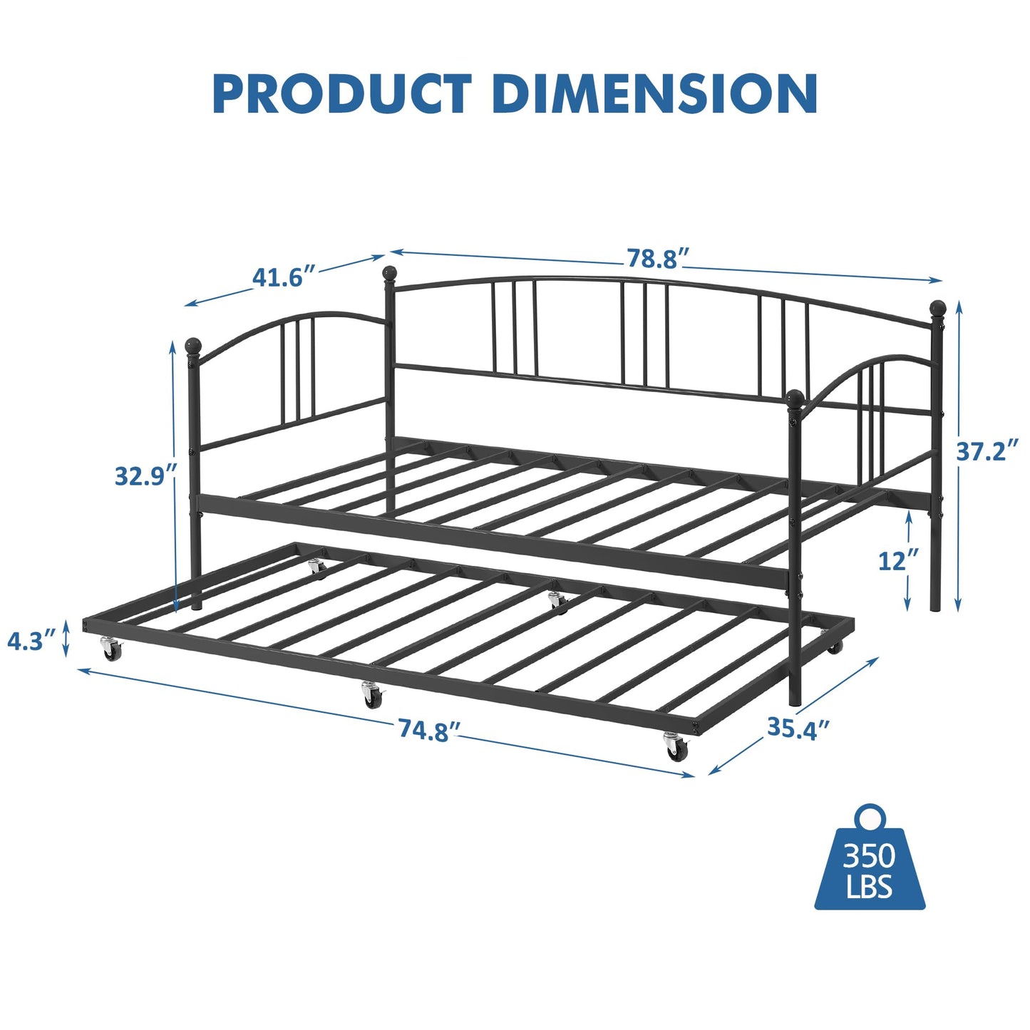 Twin Metal Daybed with Trundle