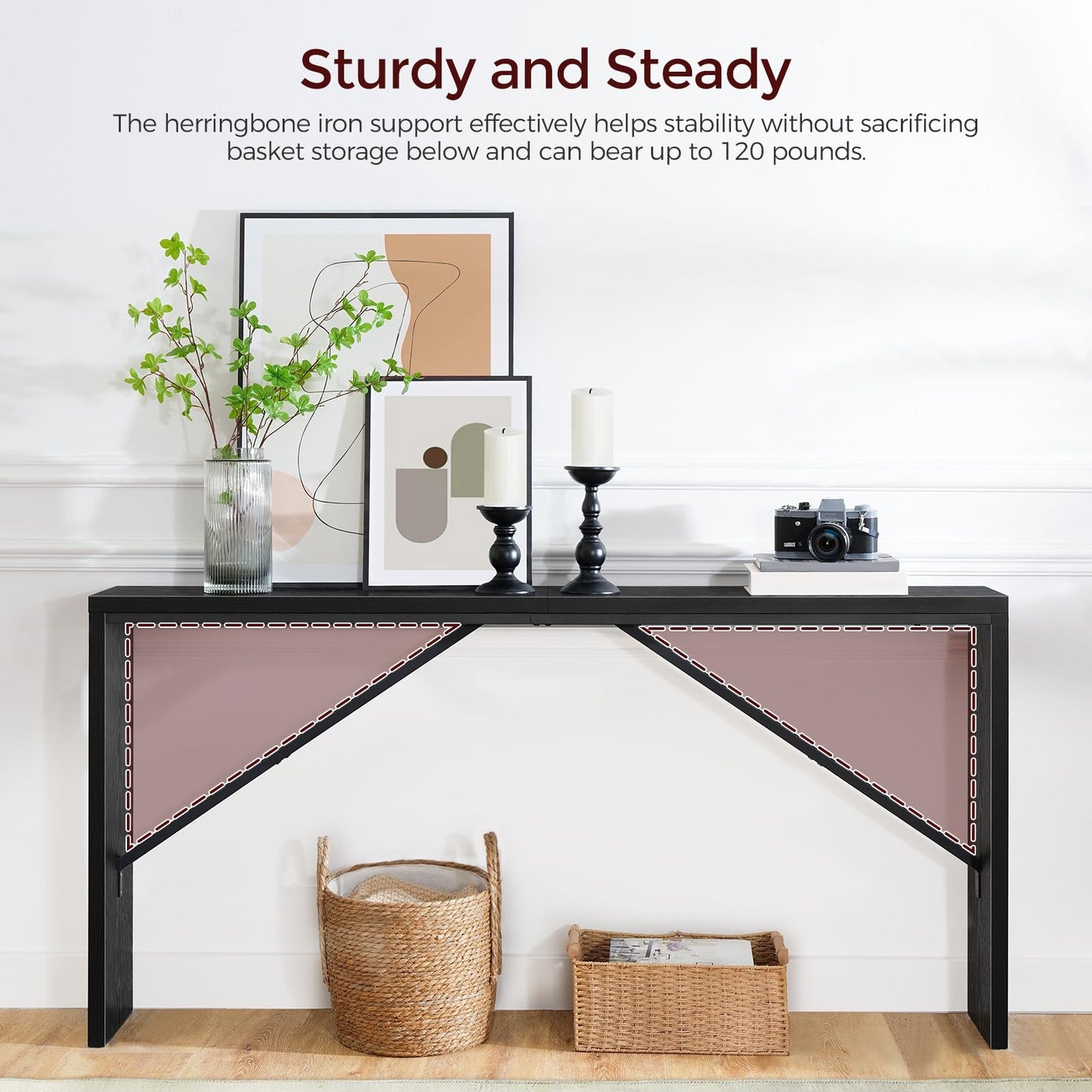62.2" Long Sofa Console Table Behind Couch