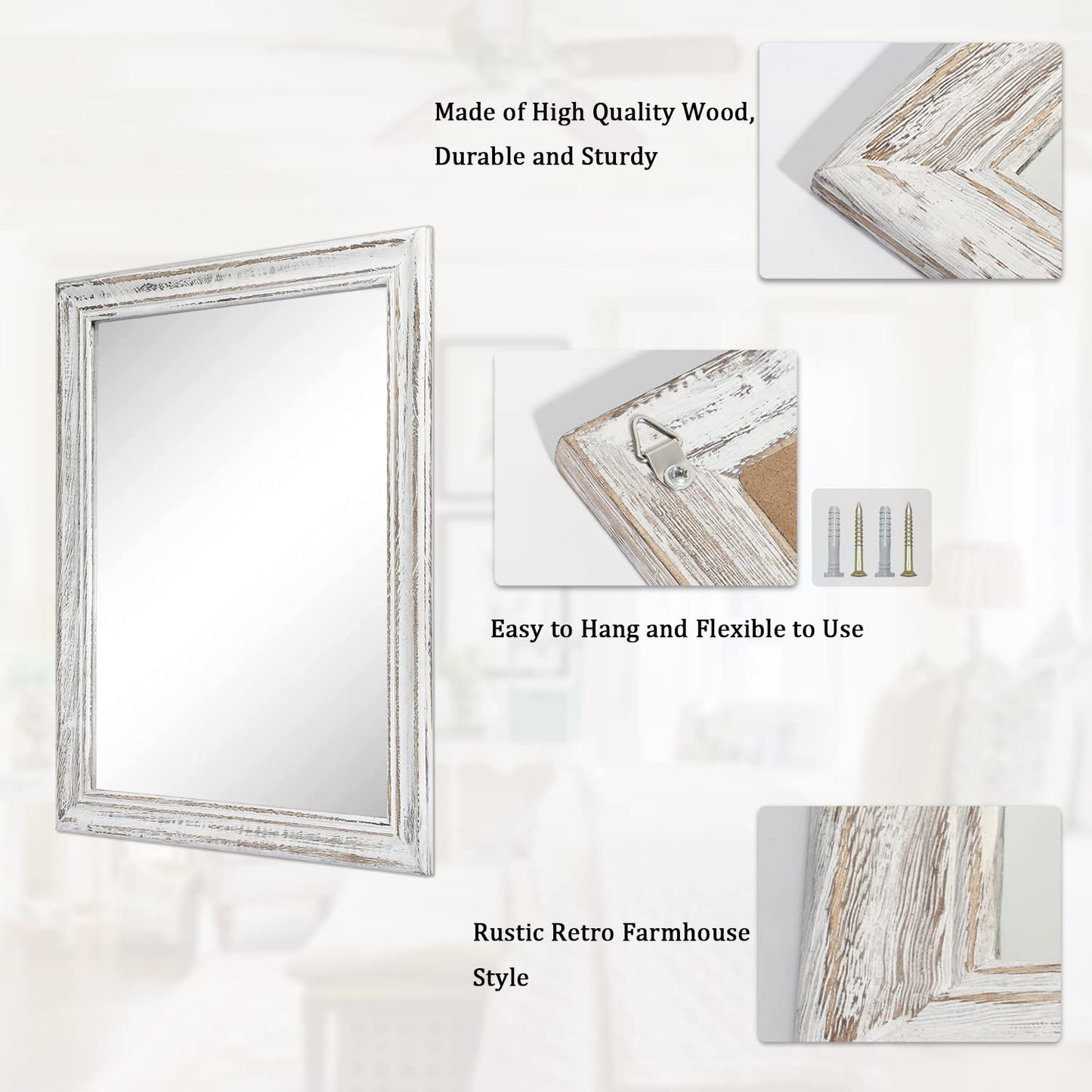 Wall Mirror with Rustic Wood Frame