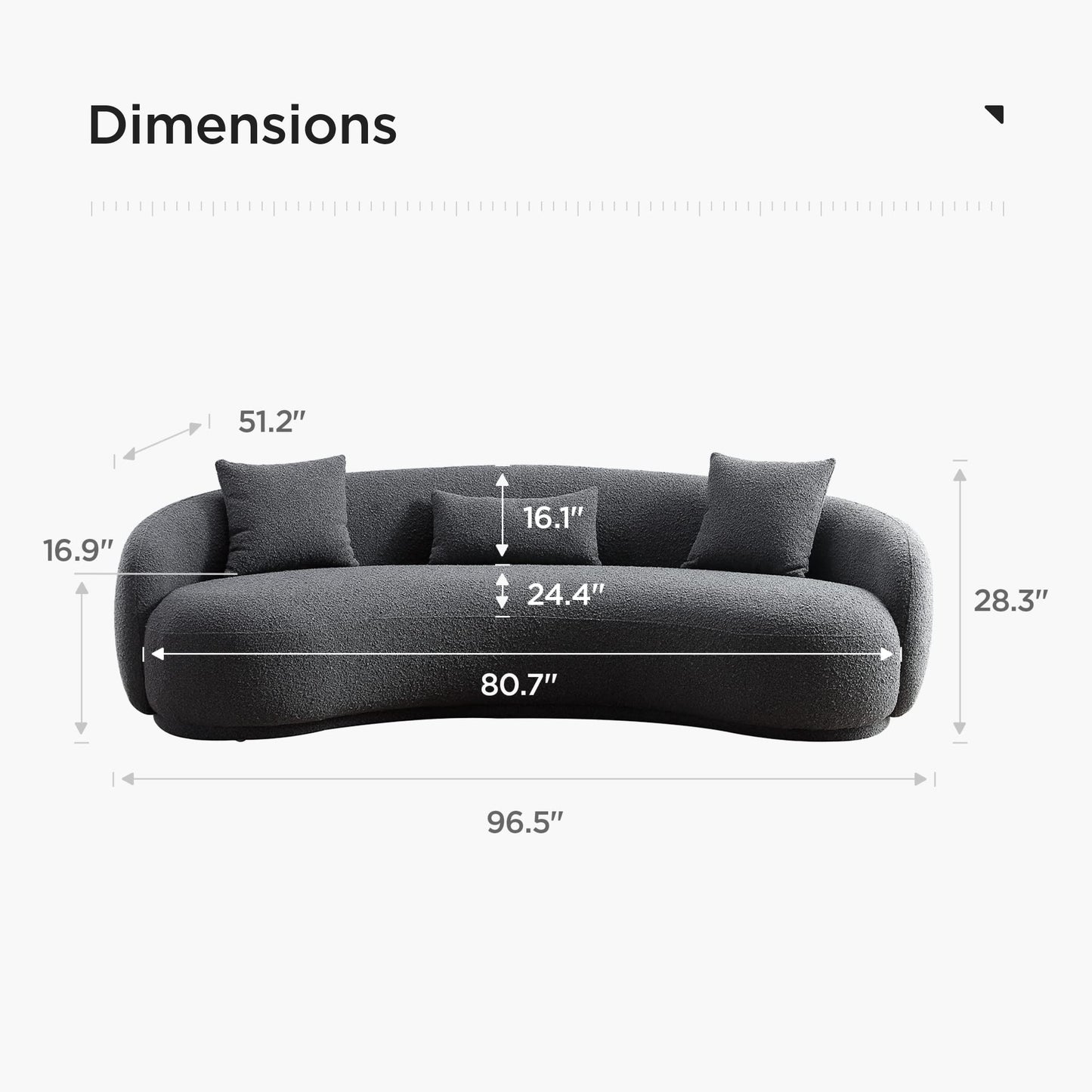 Mid Century Modern Curved Living Room Sofa