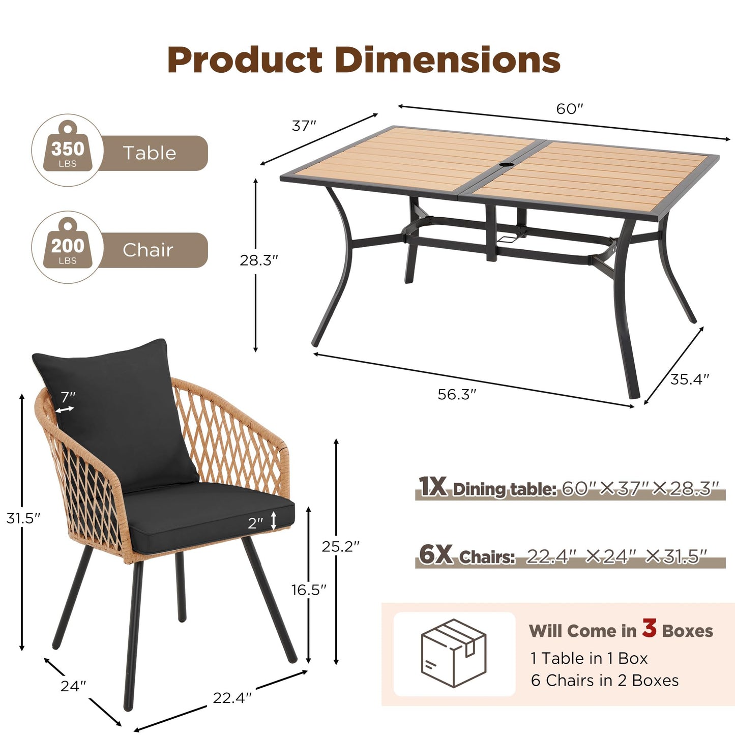 7-Piece All-Weather Rattan Patio Dining Set