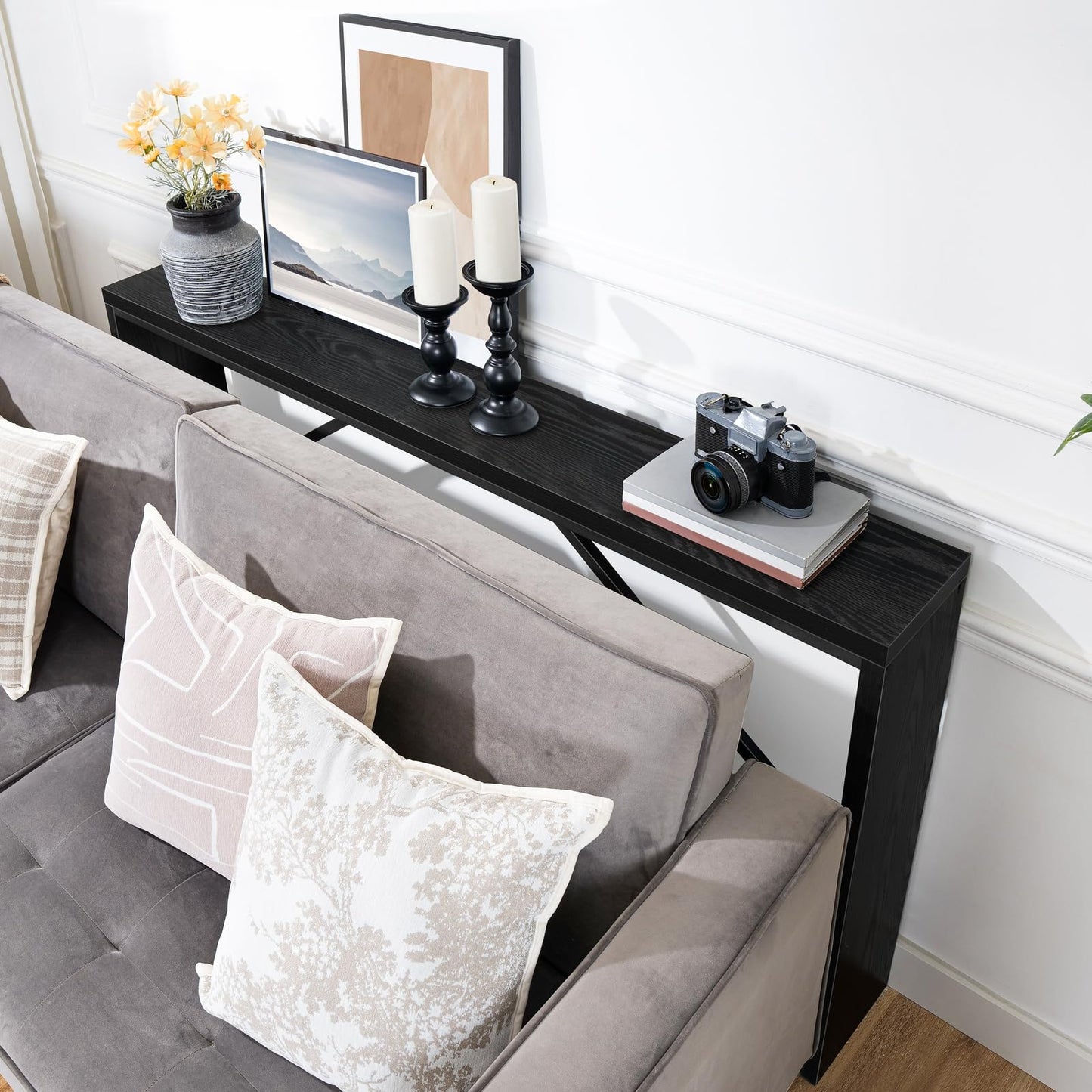 62.2" Long Sofa Console Table Behind Couch