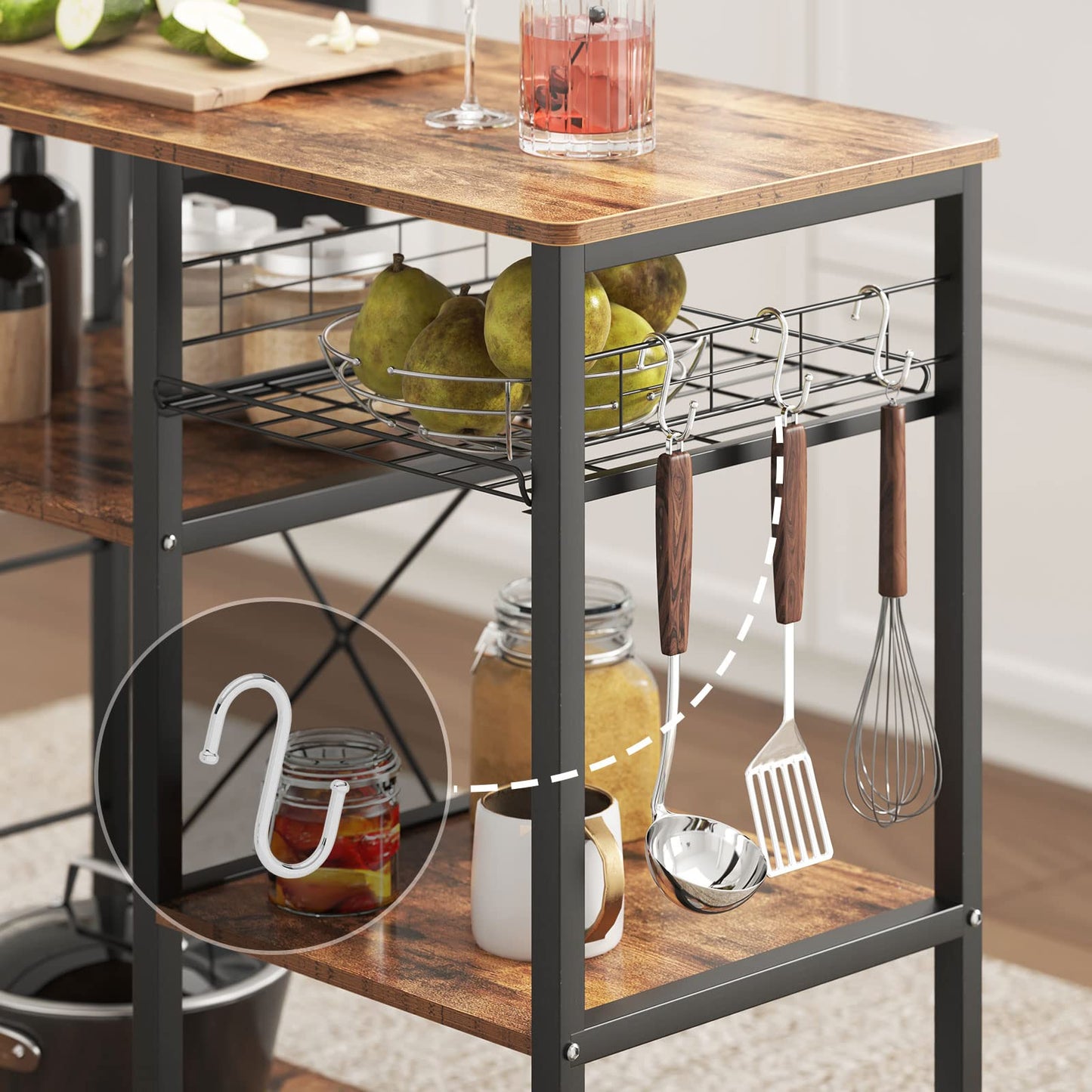 Rustic Brown Kitchen Rack