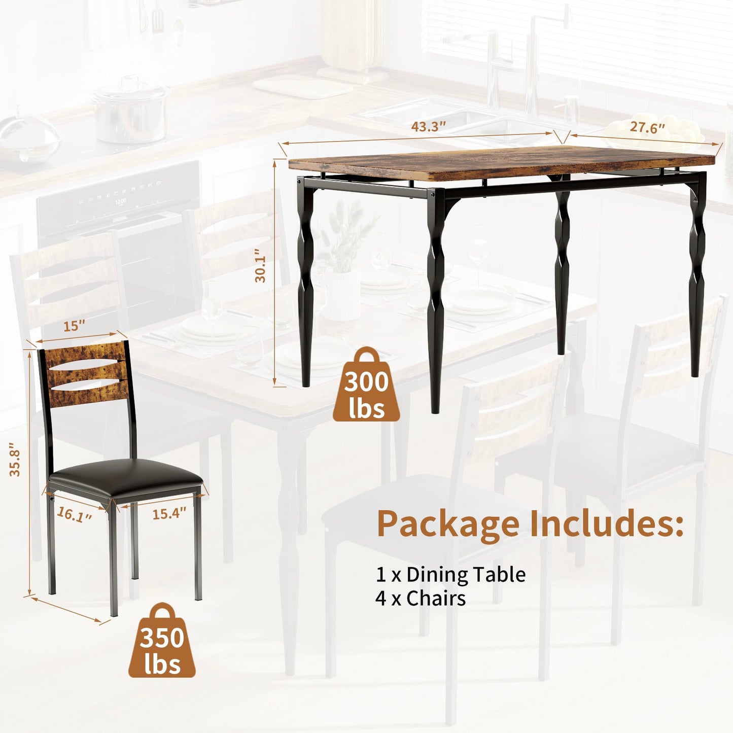 5 Piece Dining Table Set