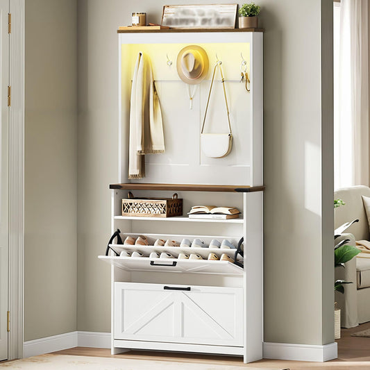 Farmhouse Shoe Storage Cabinet and Coat Rack