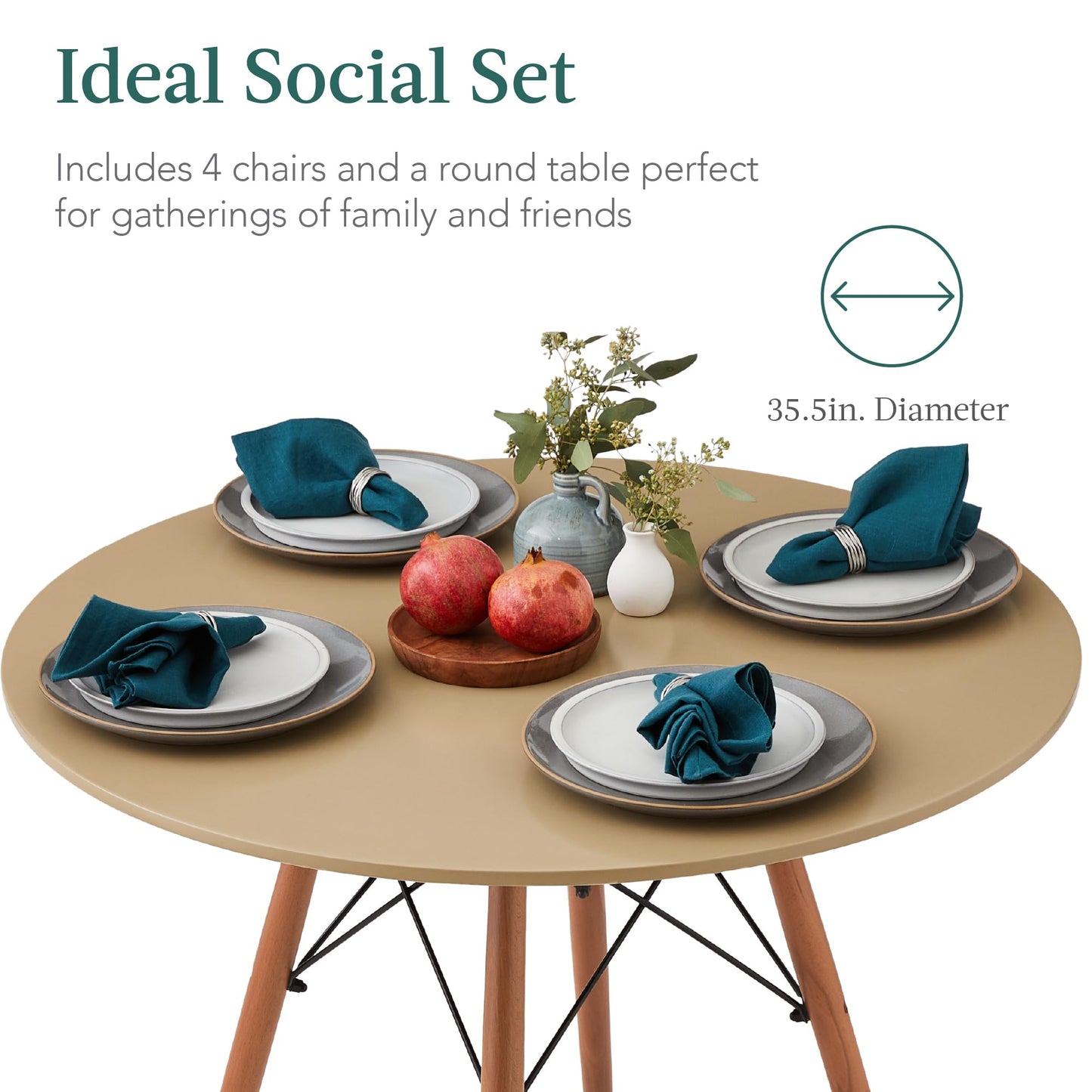 Beige/Walnut Dining Set