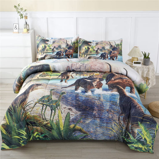 Twin Comforter Set Kids Bedding T-Rex 3D