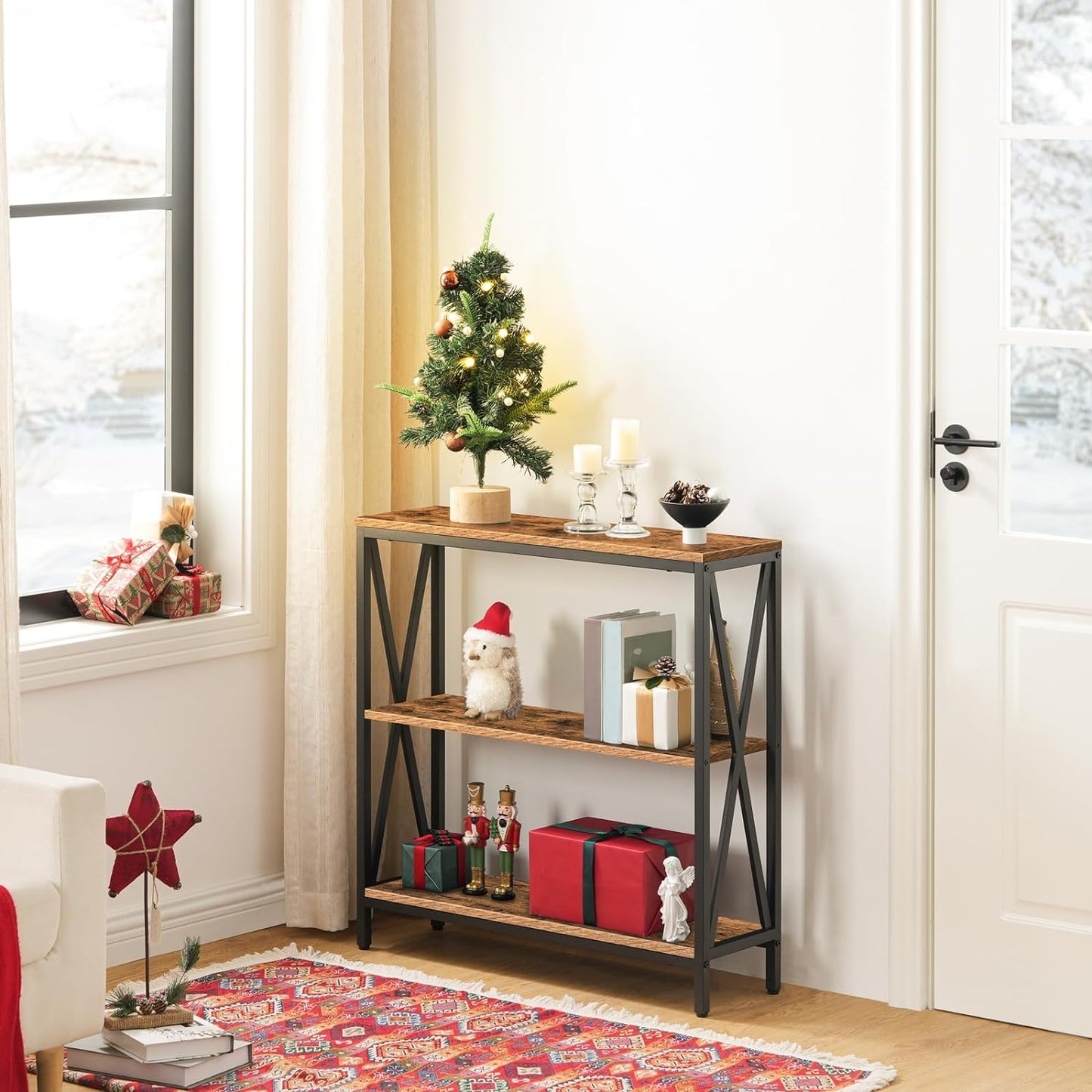 Industrial 3-Tier Narrow Console Table