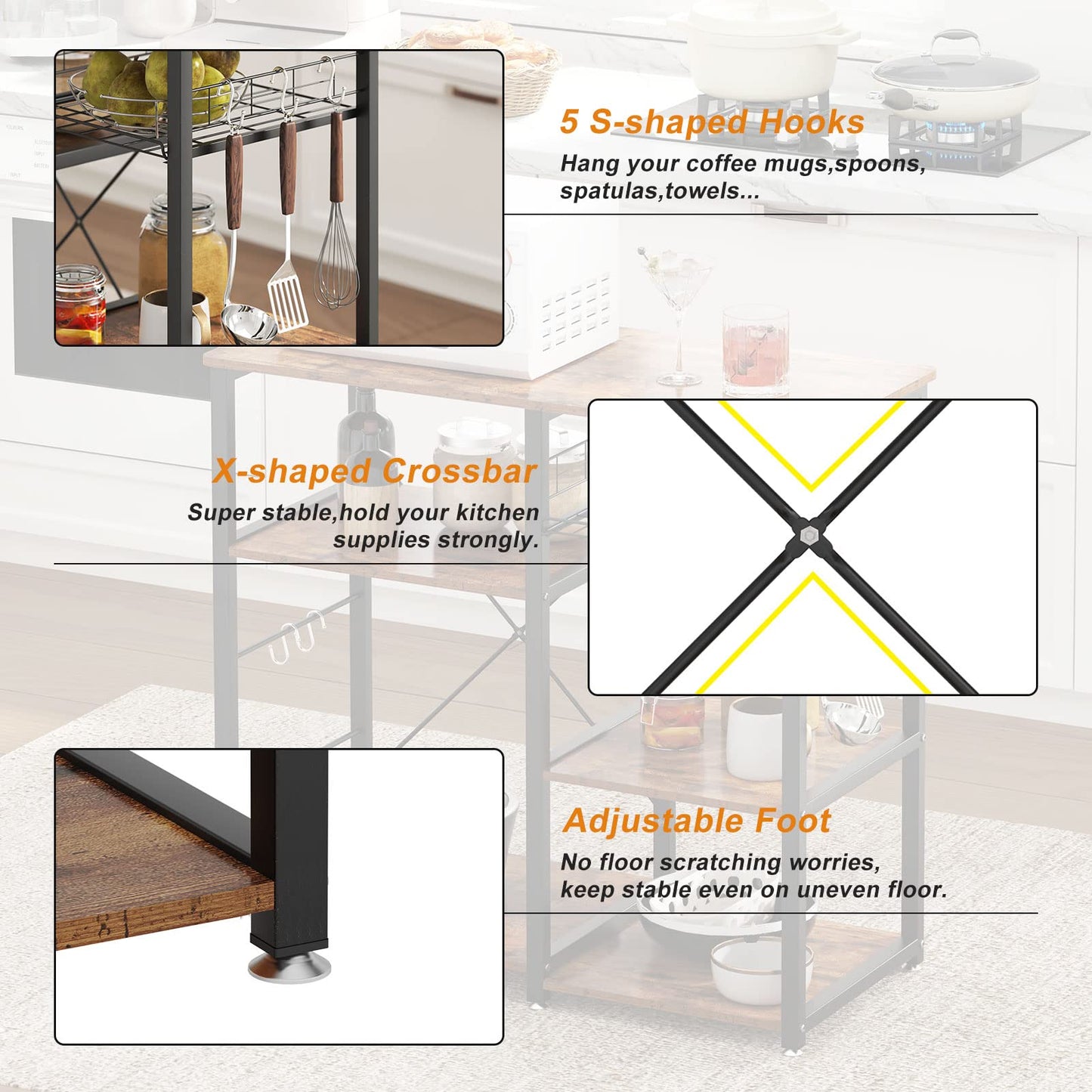 Rustic Brown Kitchen Rack