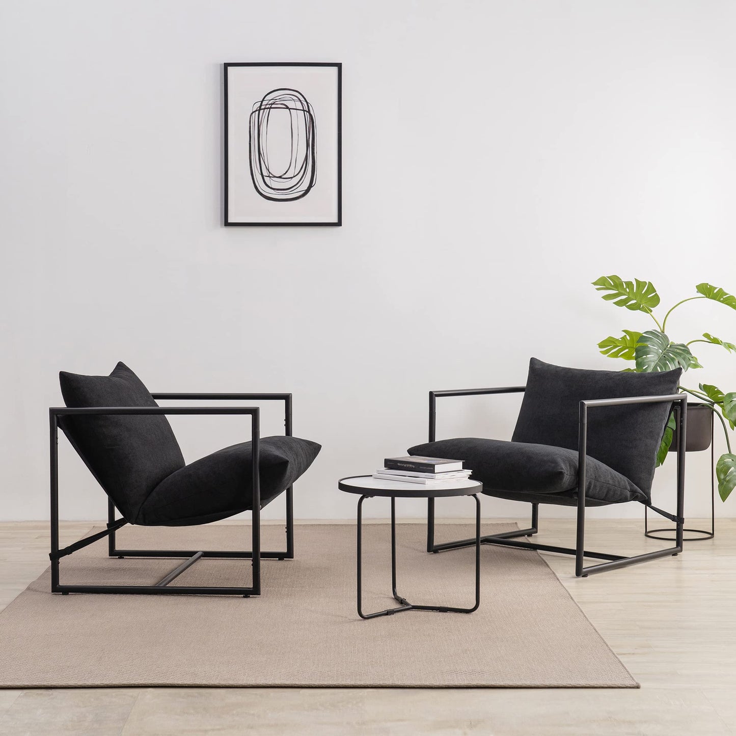 Metal Framed Armchair with Shredded Foam Cushioning