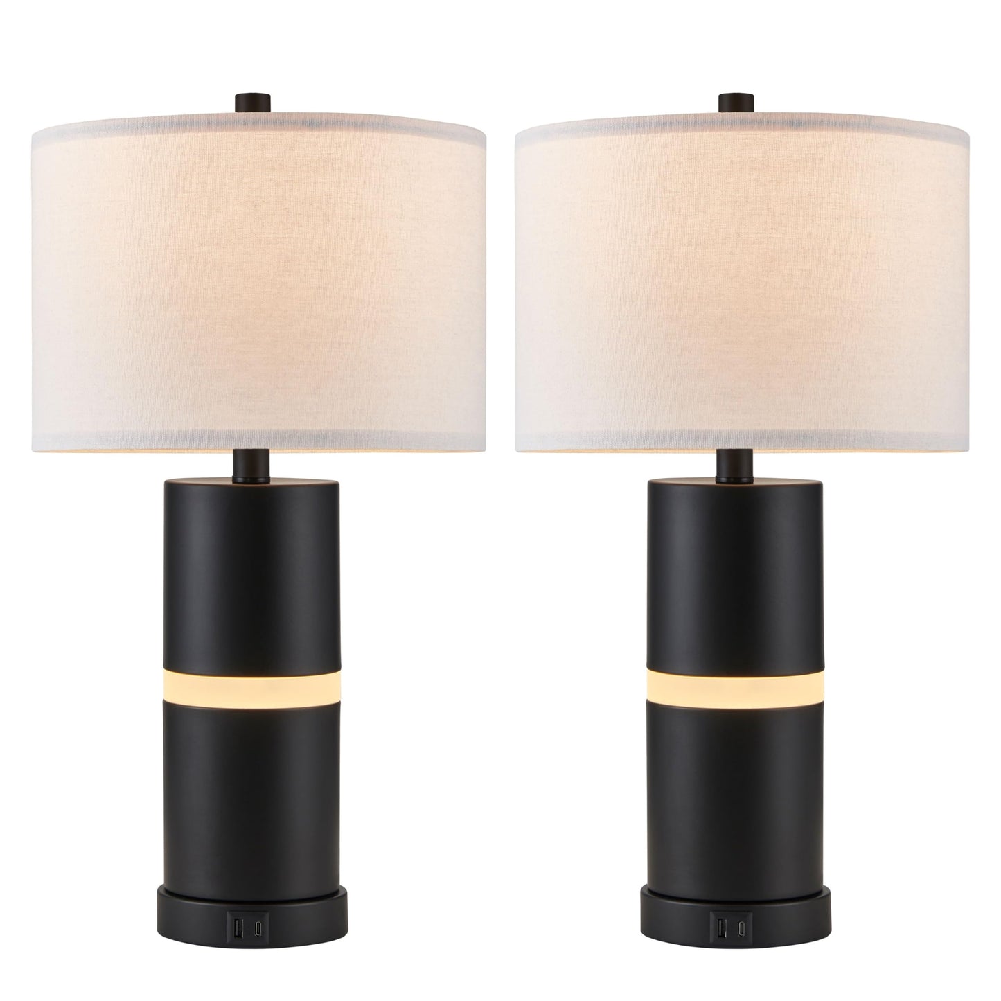 23.25'' Black USB Table Lamp Set
