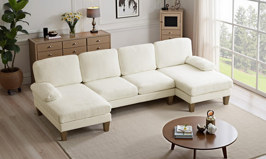 U Shaped Couch with Double Chaise, 4-Seat Sofa Set