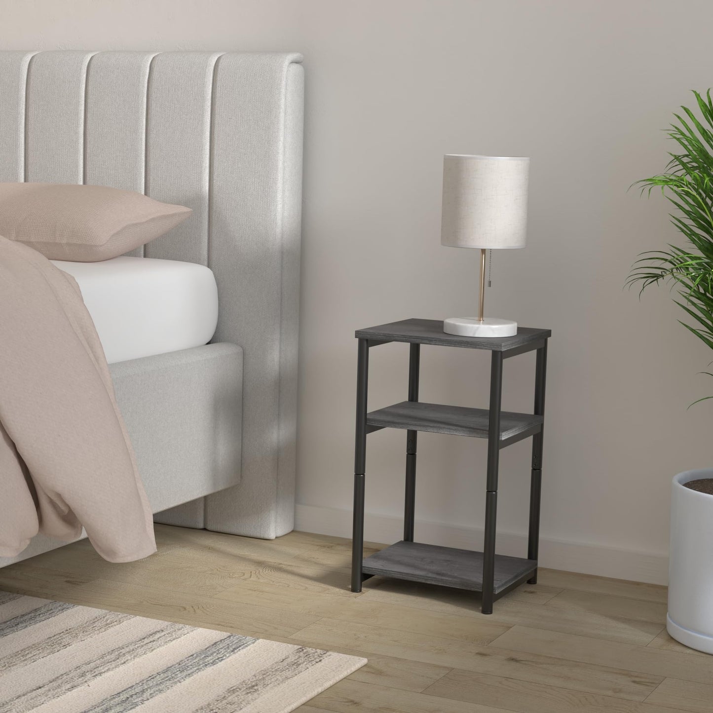 Misty Gray + Classic Black End Side Table