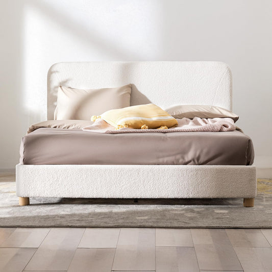 Solid Wood Legs Bed Frame with Adjustable Headboard