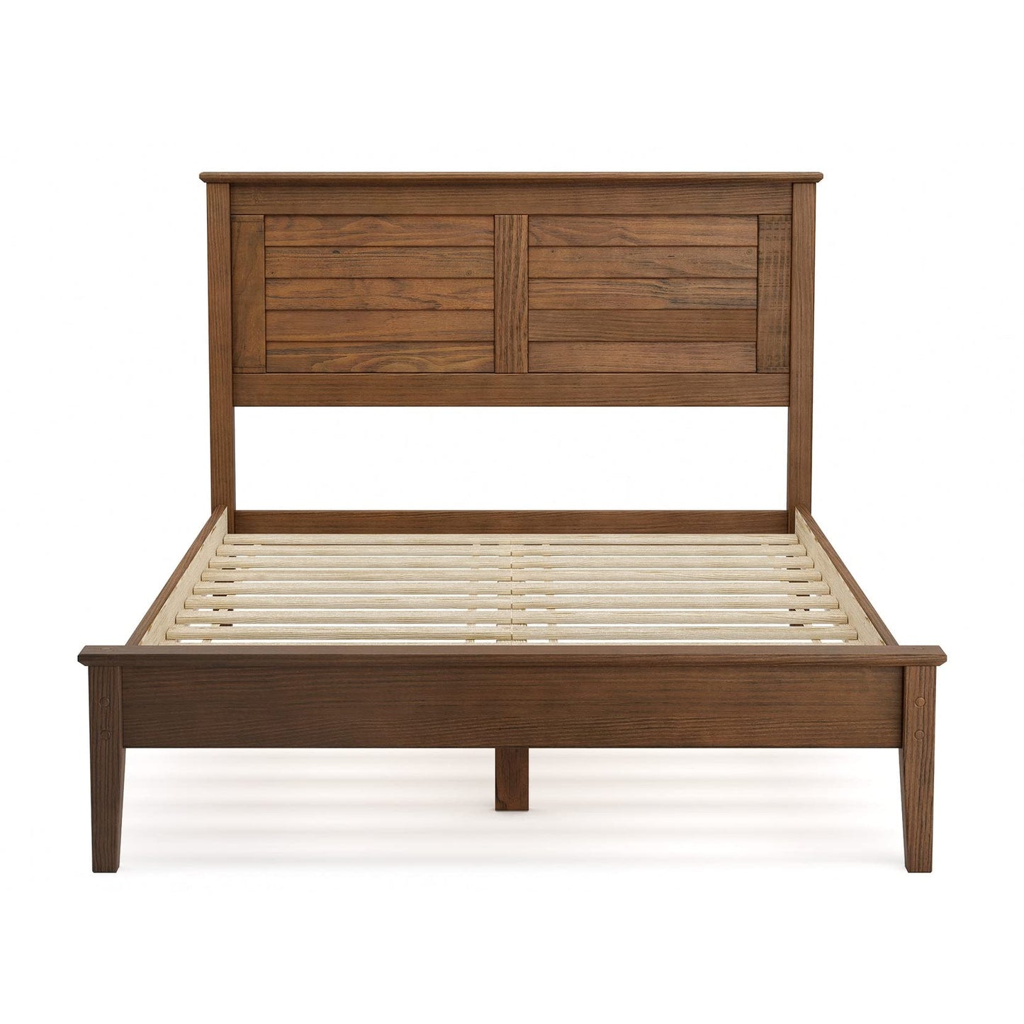Solid Wood Platform Bed, Brushed Walnut